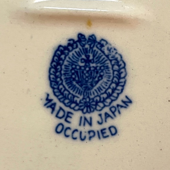 Vintage Blue Willow Chinoiserie blue white vegetable bowl occupied Japan 8.5”x12 - Picture 4 of 11